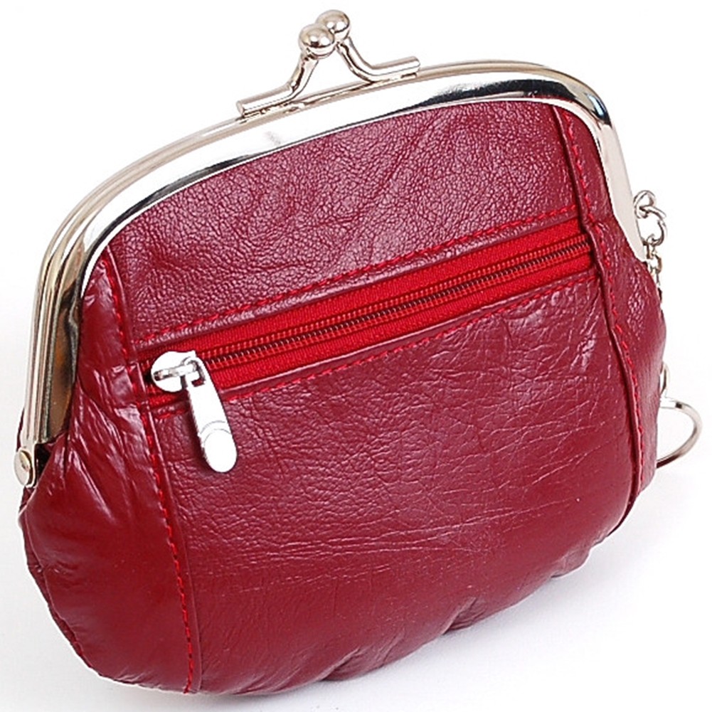 Womens Leather Coin Purse Mini Wallet Metal Frame ID Window Credit Card